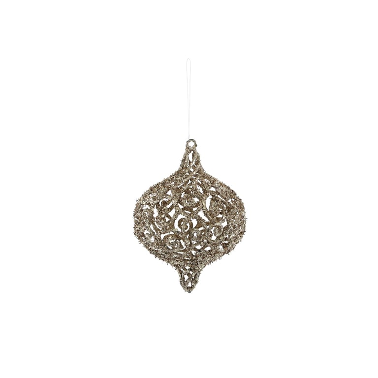 Gold Filigree Glitter Onion Hanging Decoration - Elegant Home Accent, 18cm Ornament