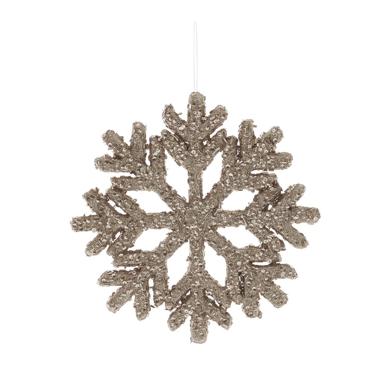Gold Glitter Sparkly Snowflake Hanging Decoration - Christmas Ornament Home Decor