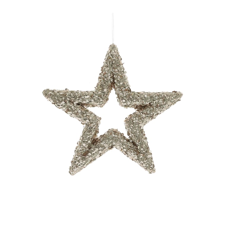 Gold Glitter Open Star Hanging Decoration - Perfect Home & Party Decor Accent
