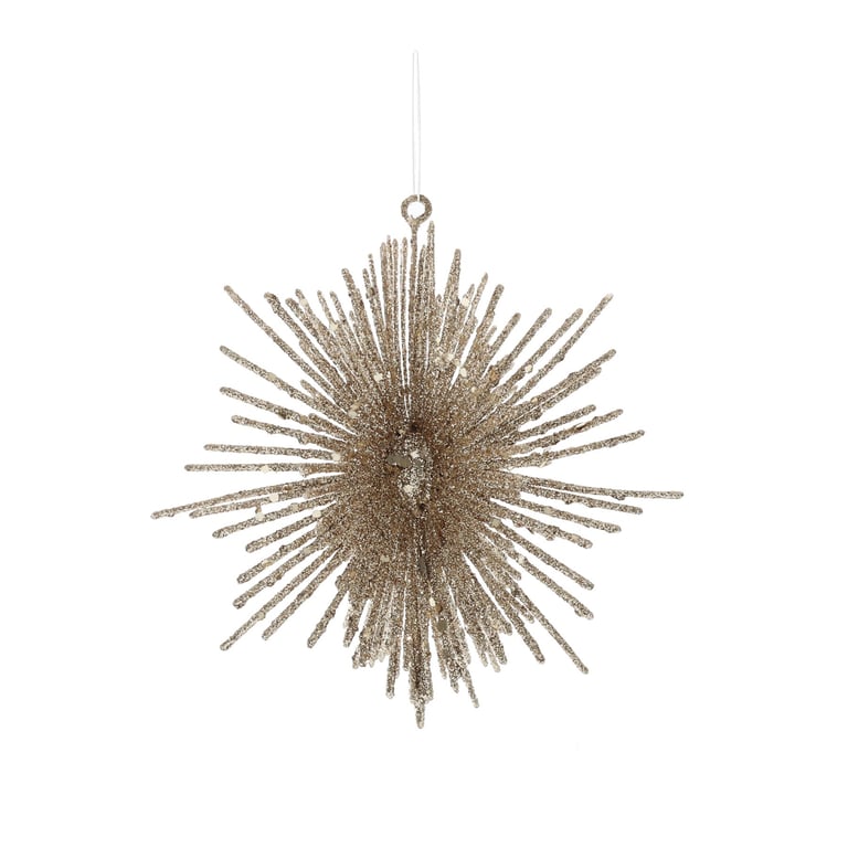 Gold Glitter Firework Hanging Decoration - 15cm Festive Home Decor Party Accessory