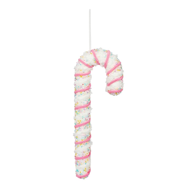Pink and White Candy Cane Hanging Decoration - Festive 35cm Holiday Home Accessory