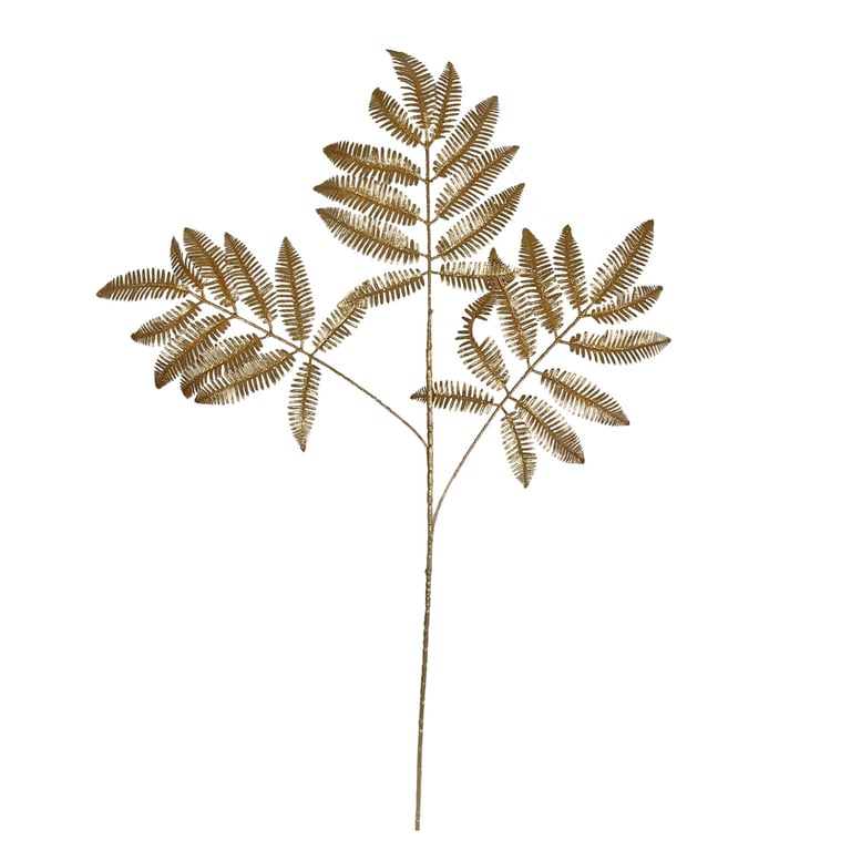 Gold Metallic Fern Stem - Durable Home Decor Garden Decoration Foliage Plant Stem