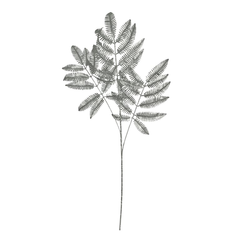Silver Metallic Fern Stem - Elegant Home Decor Accent and Garden Decoration Element