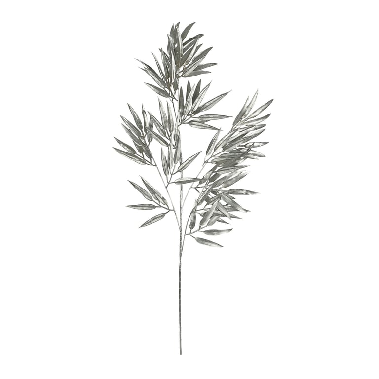 Silver Metallic Bamboo Leaf Stem Decor - 100cm Garden Decoration