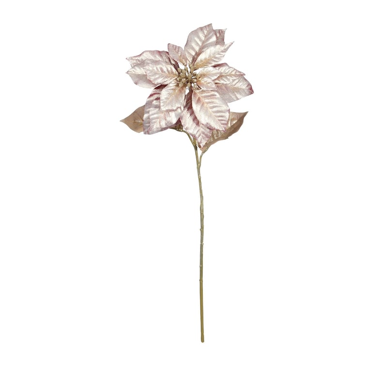 Metallic Rose Gold Poinsettia Stem - Home Decor Holiday Decoration 71cm