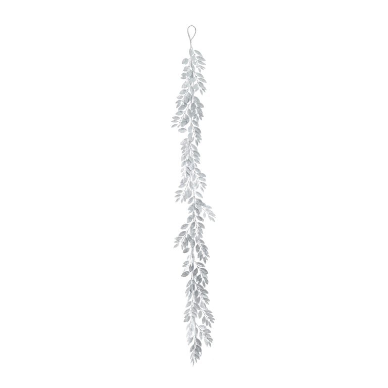 Silver Glitter Leaf Garland for Home Decor and Party Supplies (180cm)
