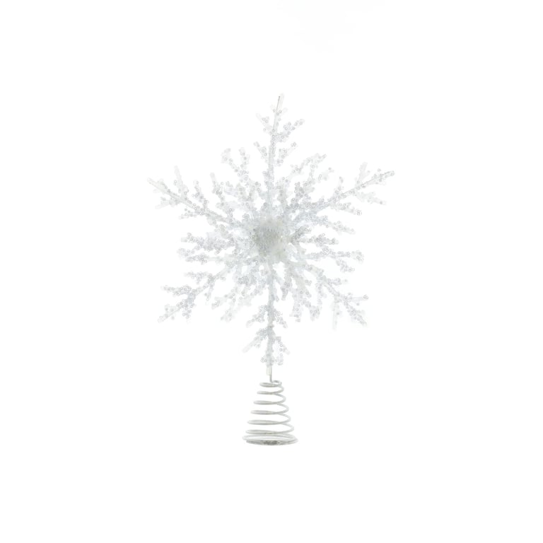 White Snowflake Christmas Tree Topper Decoration (35cm) - Winter Festive Home Decor