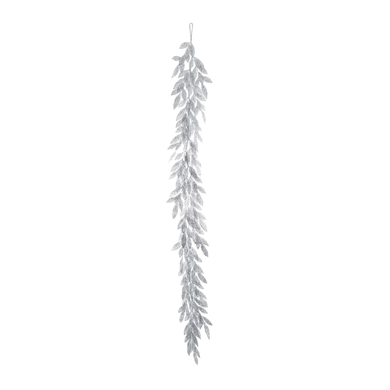 Silver Glitter Leaf Garland - Rustic Home Decor Party Supplies Holiday Decoration