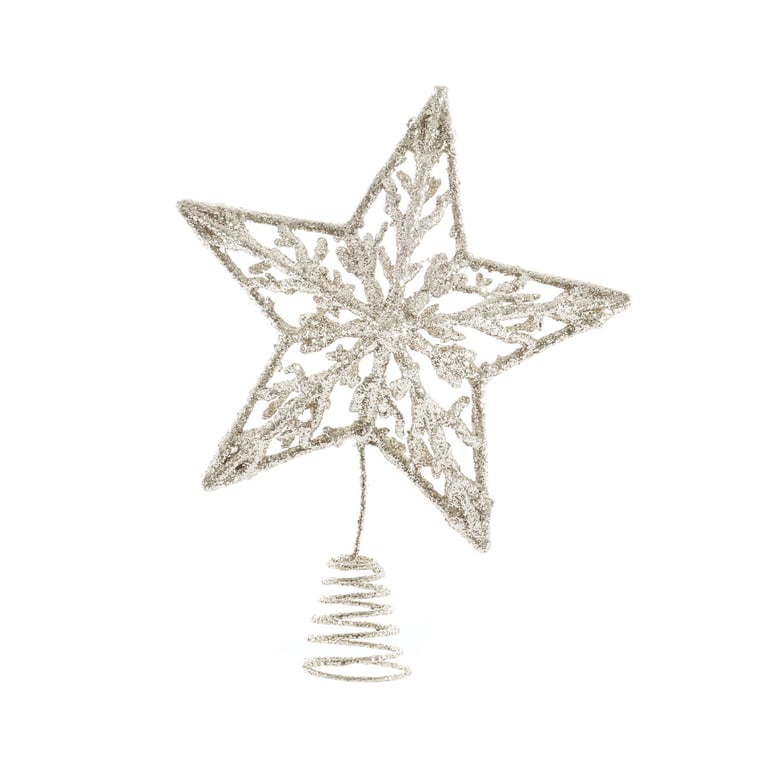 Champagne Glitter Star Tree Topper - 23cm Christmas Decoration