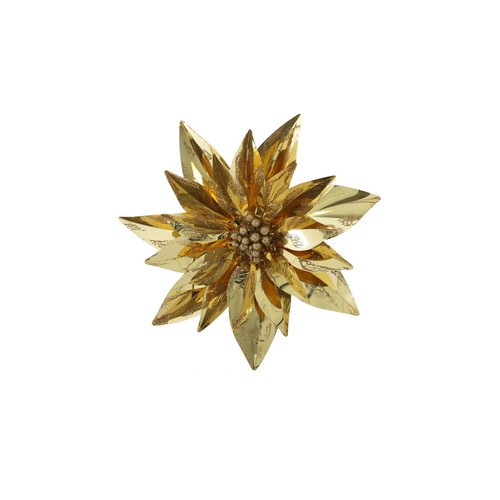 Gold Metallic Clip Poinsettia - 20cm Home Decor Winter Decoration