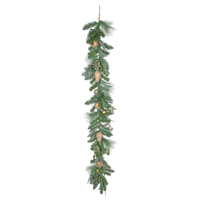 Golden Fruit Bauble & Berry Garland, 180cm Long Home Decor Christmas Decoration