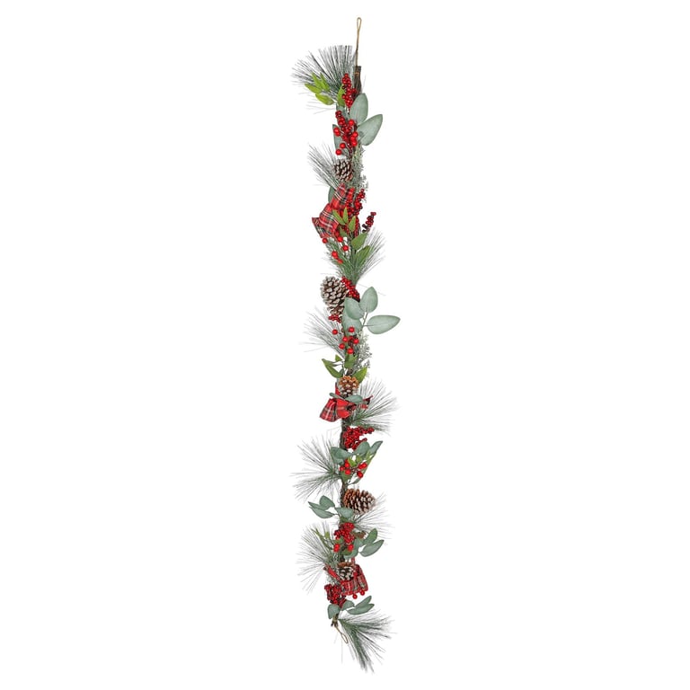 Luxury 180cm Garland with Berries, Bows and Cones - Holiday Decorations
