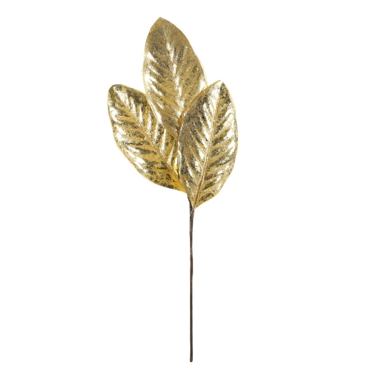 Gold Metallic Leaves Stem - 50cm Foliage Accent for Home Decor and Garden Decoration
