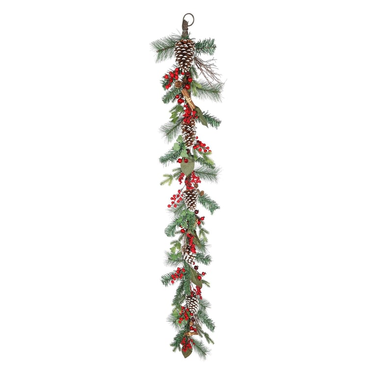 Pinecone and Red Berry Christmas Garland - Holiday Home Decor (180cm)