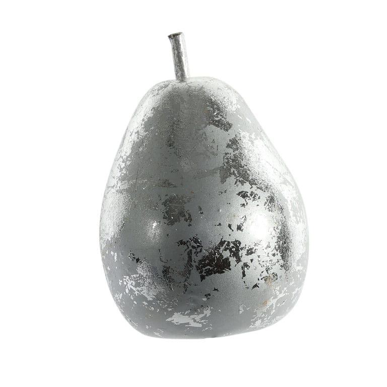 Silver Metallic Pear Hanging Decoration - Elegant Home and Garden Decor Item
