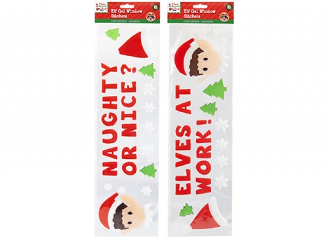 Naughty Elf Gel Window Stickers - Assorted Designs for Festive Christmas Decorations