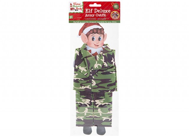 Naughty Elf Army Camo Costume - Adult Halloween and Christmas Party Outfit with Camouflage Suit and Pointed Ears
