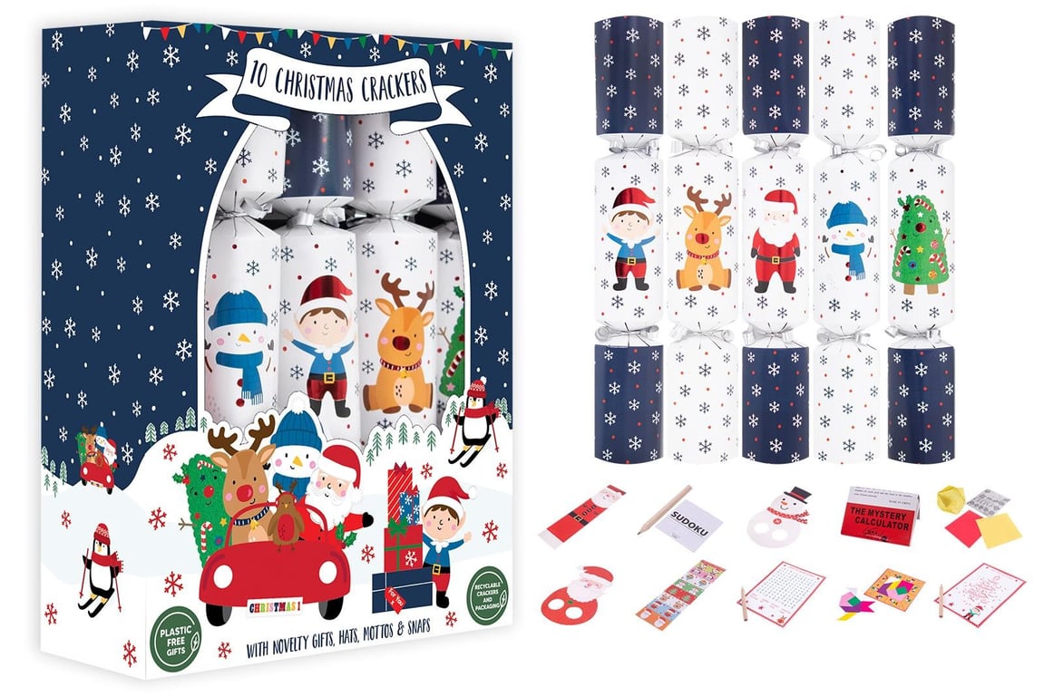 12 Santa & Friends Christmas Crackers - Family Party Decorations Set