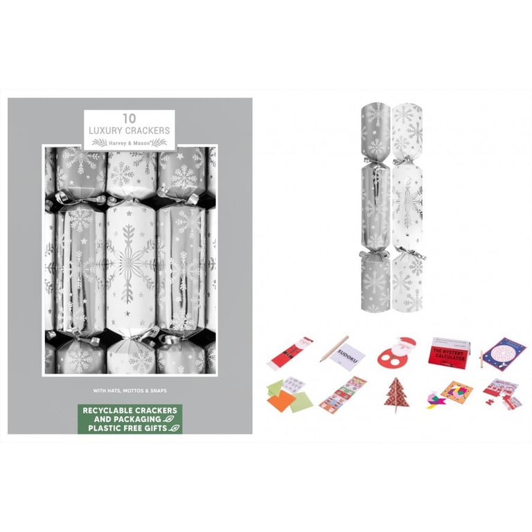 Luxury 10-Piece Silver Snowflake Decorative Crackers for Home and Party Decoration