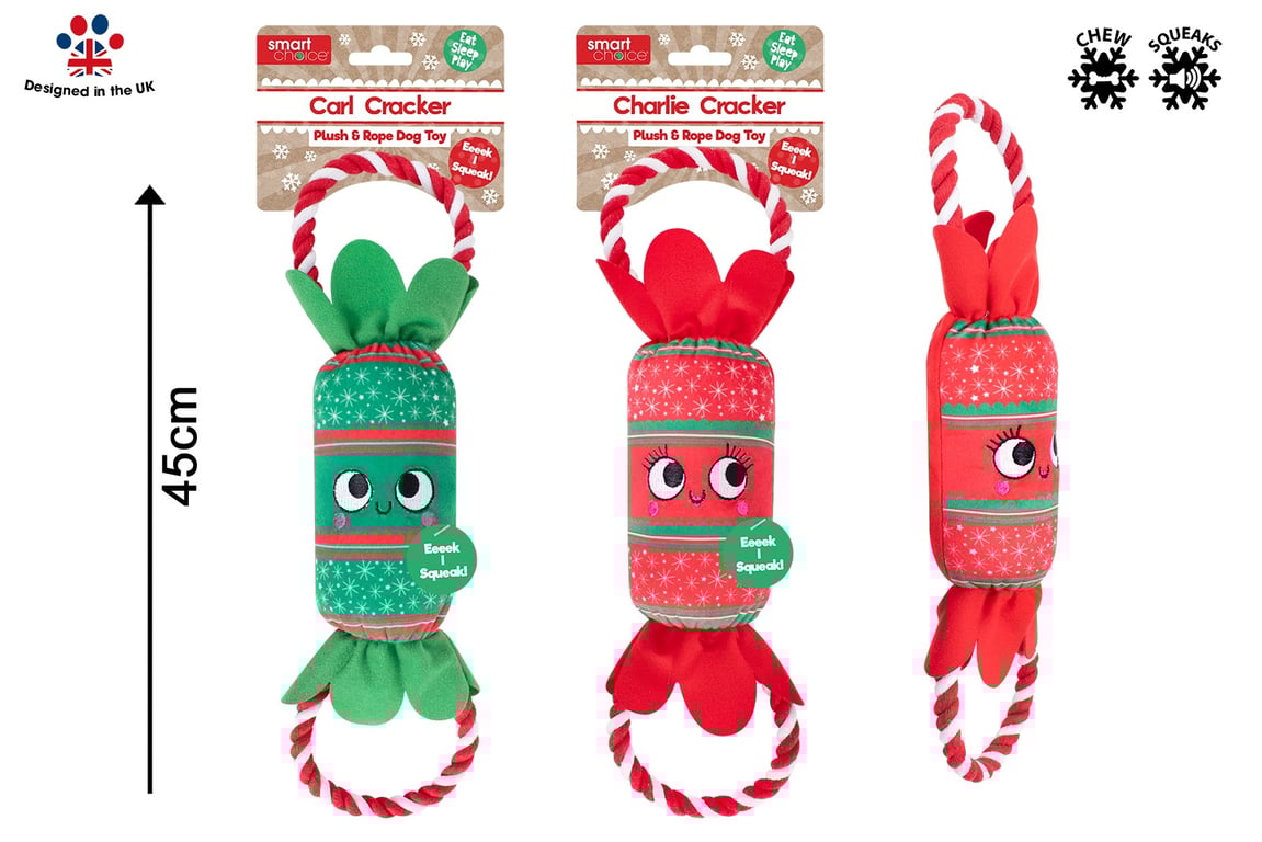 Assorted Squeaky Plush & Rope Cracker Dog Toy - Durable Chew Toy for Long Lasting Fun and Entertainment