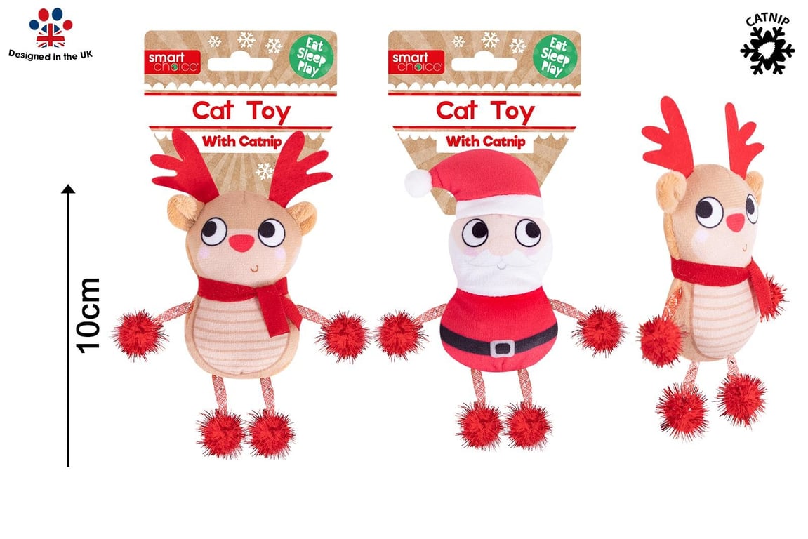 Assorted Plush Pompom Festive Cat Toy With Catnip - Assorted Colorful Cat Toys Filled with Catnip for Interactive Play and Fun