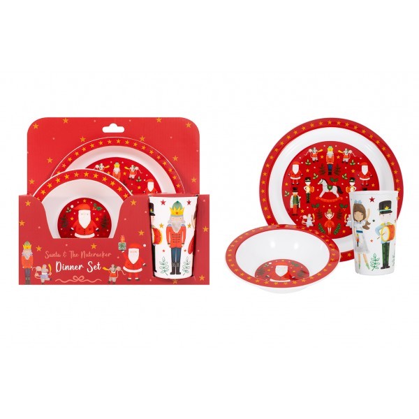 Santa & The Nutcracker Kids Holiday Dinner Set - Christmas Tableware for Children