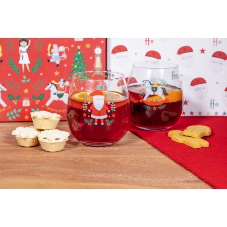 Santa & The Nutcracker 4-Piece Glassware Set - Holiday Home Decor Essentials