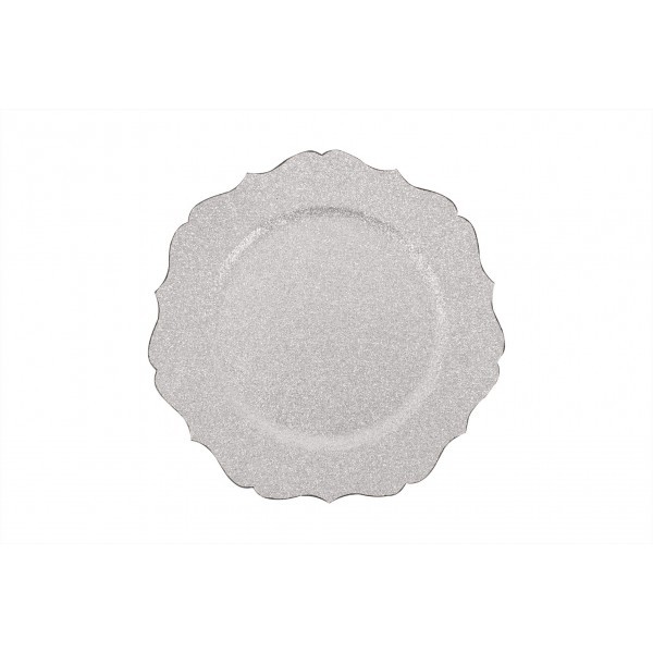 Silver Glitter Charger Plate - Elegant Home Decor Accent for Parties and Special Occasions