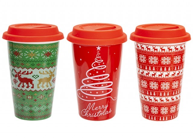 Double Wall Assorted Christmas Mugs - Insulated and Festive Holiday Drinking Cups