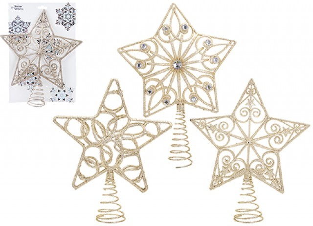 Luxury Champagne Glitter Tree Topper - Assorted Sparkling Christmas Decoration