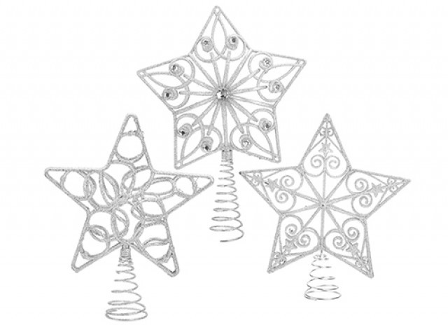 Silver Luxury Glitter Tree Topper - Add Festive Elegance to Your Home Decor