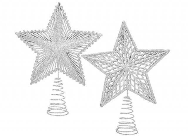 Silver Large Star Tree Topper - Assorted Home Decor Ornaments for Holiday Season
