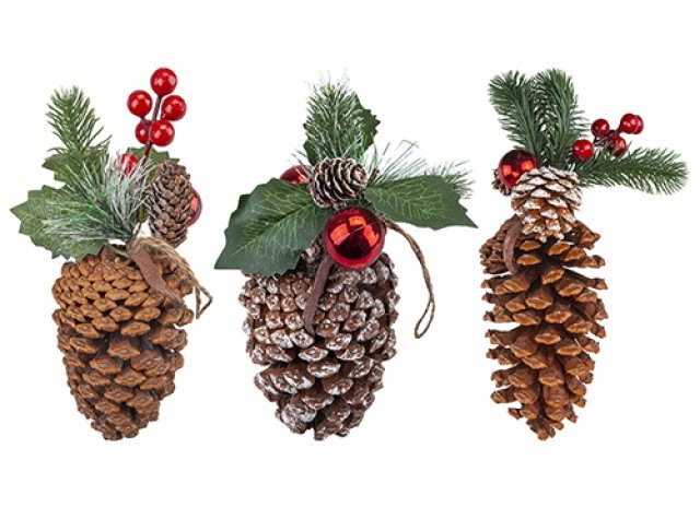 Hanging Pine Cone Decoration - Assorted Eco-Friendly Christmas Home Decor