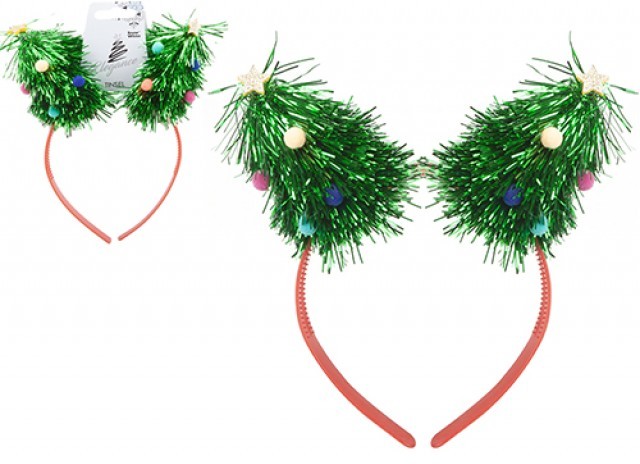 Festive Tinsel Trees Headband - Holiday Party Accessory for Women