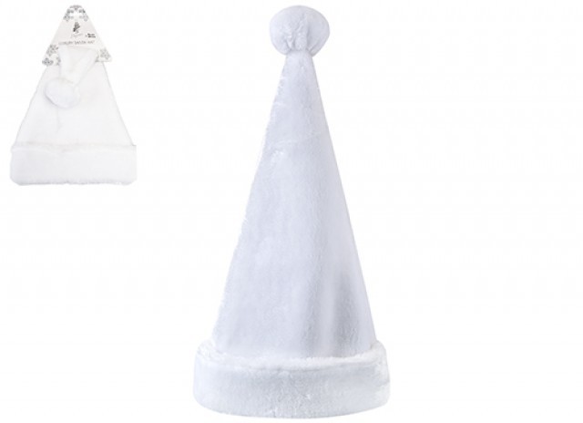Luxury White Plush Christmas Hat - Festive Holiday Headwear for Winter Season