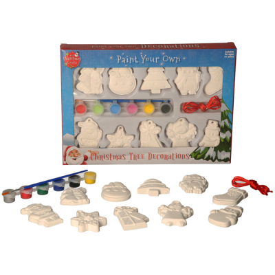 Paint Your Own Christmas Decorations Kit - 10 Piece Home Decor DIY Set
