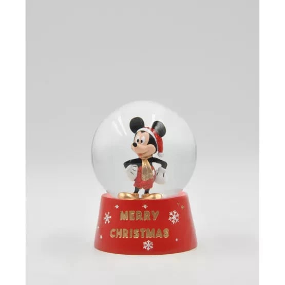 Disney LED Mickey Snow Globe - Illuminated Home Decoration with Disney Character Figurine and Sparkling Snowflakes for Christmas Season