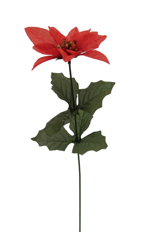 12-Pack Single Stem Red Poinsettia Flowers - Holiday Home Decor Plants