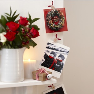 Rocking Rudolf Christmas Card Holder Peg Board Kit - Holiday Decor Winter Wall Art Solution
