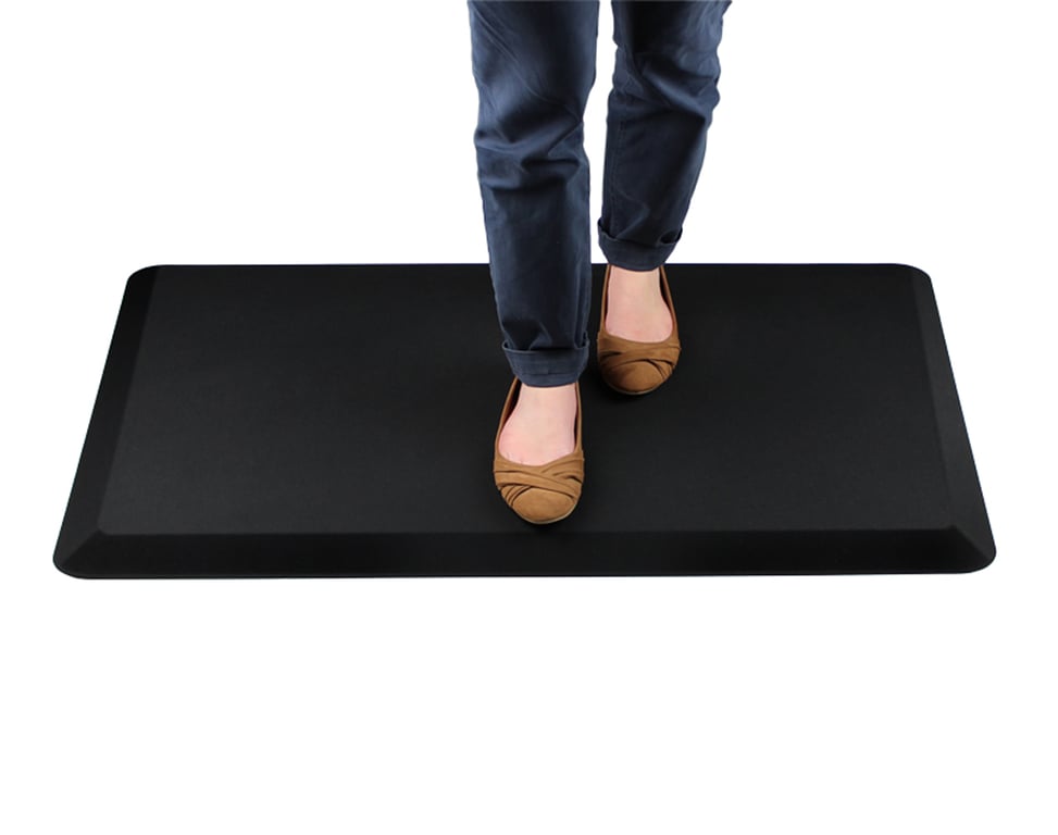 AFS-TEX 3000 Black Anti-Fatigue Standing Mat - Anti-Microbial & Non-Toxic Design for Office Use