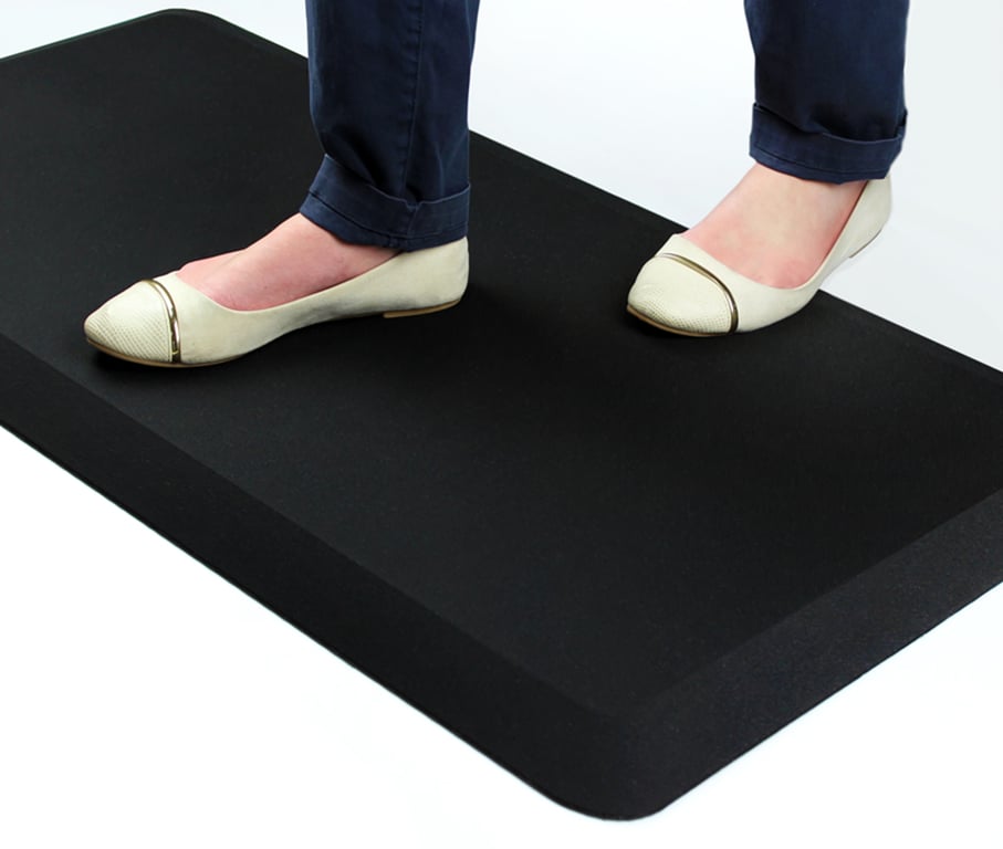 AFS-TEX 3000 Black Anti-Fatigue Standing Mat - Anti-Microbial & Non-Toxic Design for Office Use