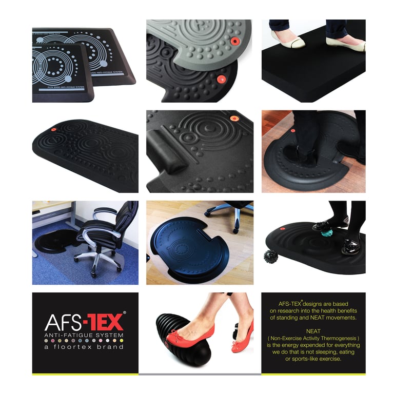 AFS-TEX 3000X Black Anti-Fatigue Standing Mat - Ergonomic & Non-Slip Protection