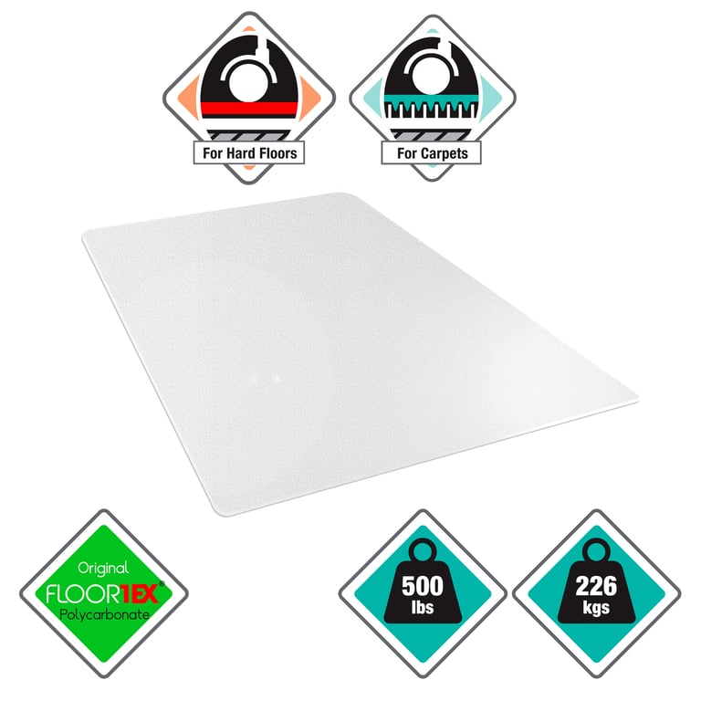 Megamat Extra Thick Heavy Duty Polycarbonate Chair Mat - 89 x 119cm