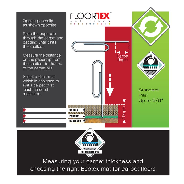 Cleartex Enhanced Polymer Rectangular Chair Mat - Eco-Friendly, Clear and Durable Protector for 9mm Carpets