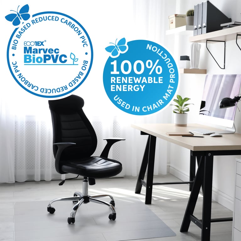 Floortex Ecotex BioPVC Eco Friendly Carbon Neutral PVC Chair Mat for Hard Floors - 116 x 150cm (20 Year Warranty)