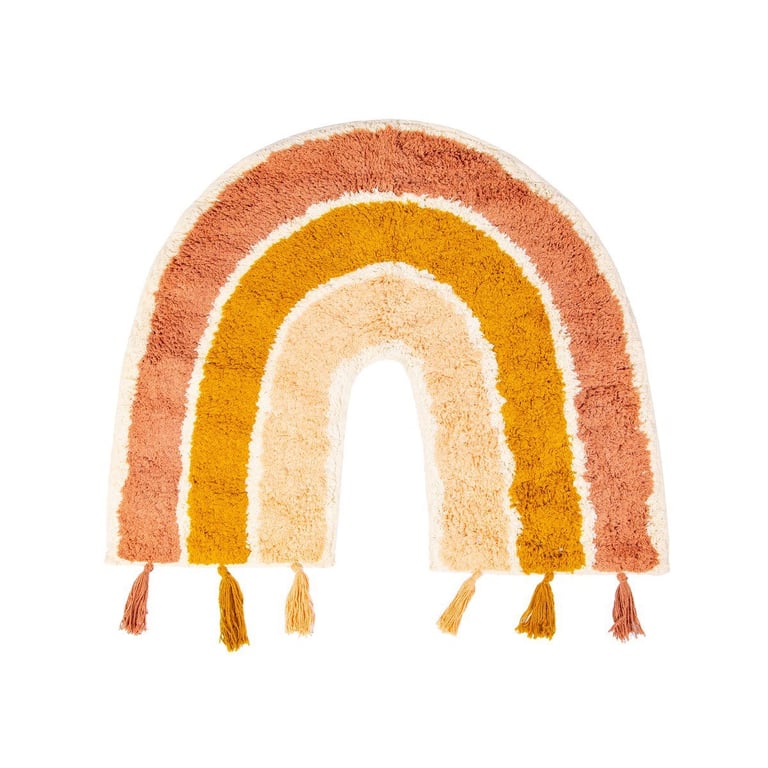 Earth Rainbow Rug With Boho Tassels - Soft Cotton Design For Baby Nursery or First Bedroom