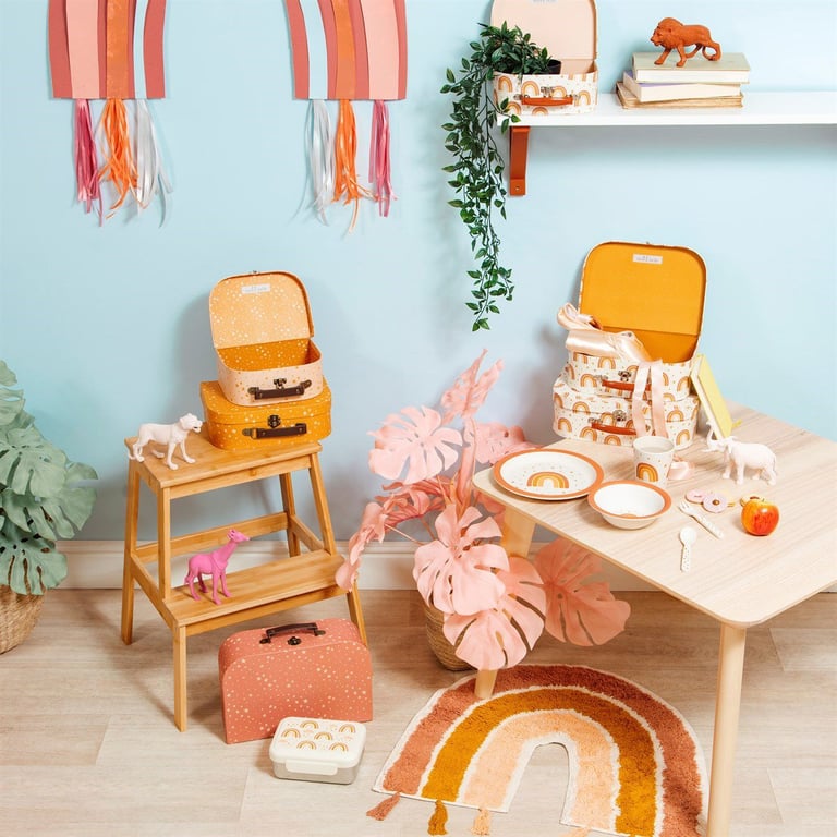 Earth Rainbow Rug With Boho Tassels - Soft Cotton Design For Baby Nursery or First Bedroom