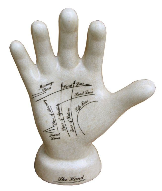 Ceramic Palmistry Hand Decor - 24cm Off White Crackled Finish