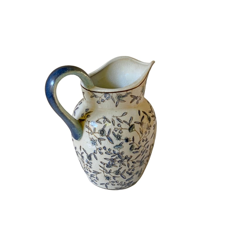 Blue and White Ditsy Print Ceramic Jug with Antique Crackle Effect Home Decor Ornament