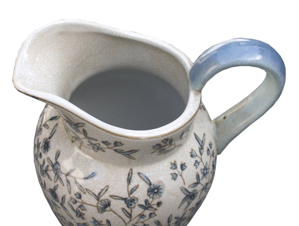 Blue and White Ditsy Print Ceramic Jug with Antique Crackle Effect Home Decor Ornament